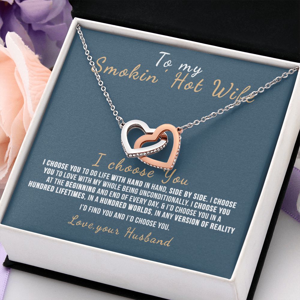 To My Wife Necklace from Husband, Personalized Necklace for Women, Luxury Necklace for Wife from Man Men, Wedding Anniversary Present For Wife, Beautiful Wife Jewelry Christmas Birthday Gift For Wife12 Interlocking Hearts Necklace