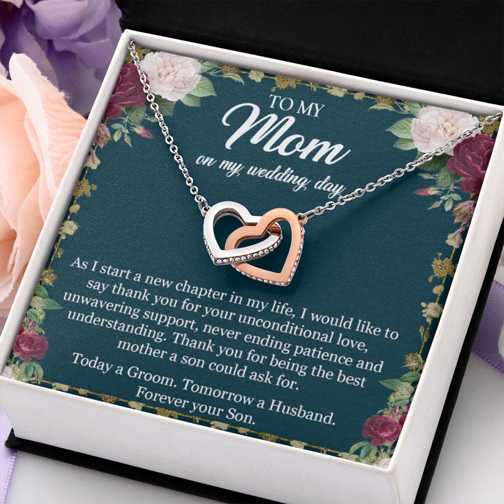 To My Mom Necklace, Gift For Mom, Mother's Day Gift from Daughter, Mom Jewelry Gift for Mothers Day, Birthday Gift for Mother, Moms Gift from Daughter Son, Necklace for Mom Mother 3 Interlocking Hearts Necklace