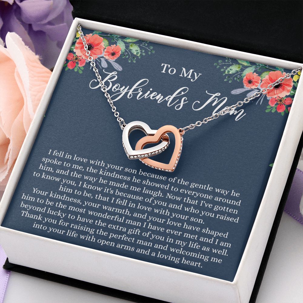 To My Boyfriends Mom, Gifts For Boyfriend Mom, Boyfriends Mom Birthday Gift Idea, Boyfriend Mother Gift, Necklace for Boyfriends Mom, Mother's Day Gift Necklace for Women Interlocking Hearts Necklace