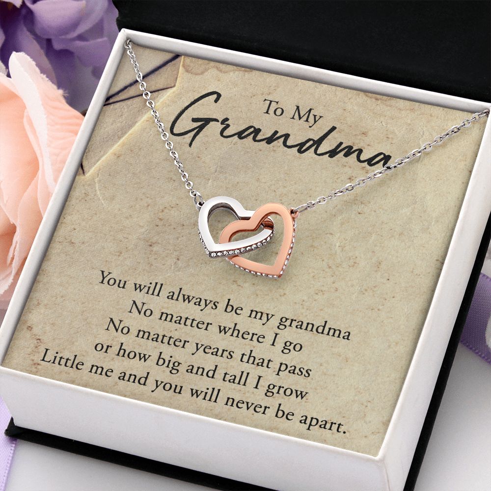 To My Grandma Necklace, Gift for Grandmother Necklace, Mothers Day Gift For Grandma Nana, Grandma Jewelry From Grandchildren GrandKids , Jewelry Box Gift For Grandma Grandmother5 Interlocking Hearts Necklace
