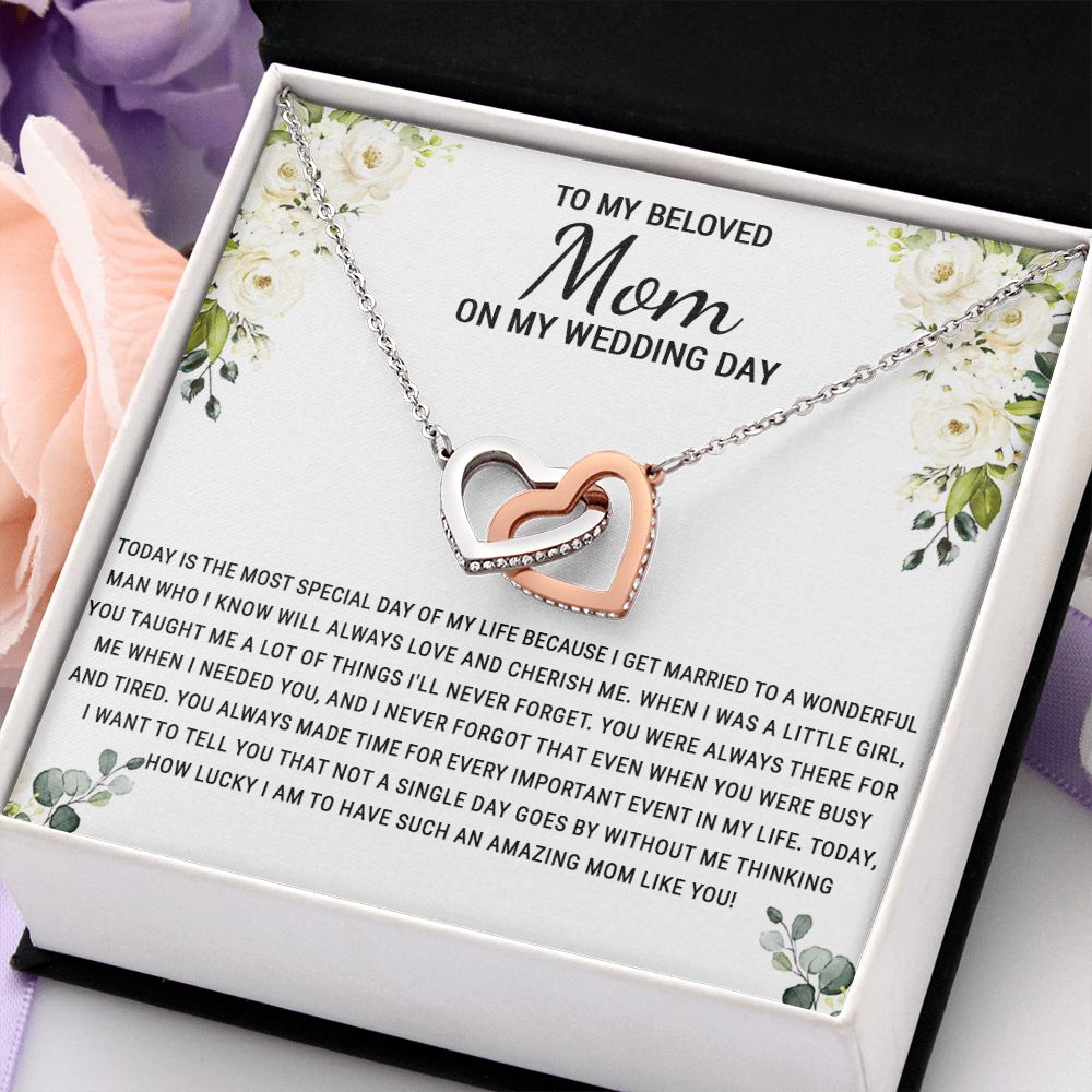 To My Beloved Mom On My Wedding Day Necklace, Daughter Gift for Mom, Bride Gift for Mother, Mother of Bride Gift, Necklace for Mother of Bride Wedding Day, To my Mom Necklace