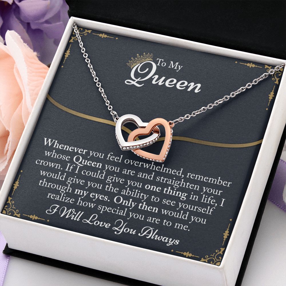 To My Queen Gift For Her Jewelry Gift Her Gift for Her Christmas Necklace Interlocking Hearts Necklace