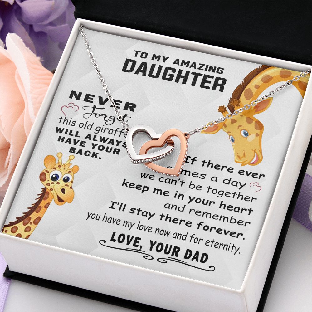 Jewelry Pendant Present for Daughter, To My Daughter Gift Necklace from Mom, Mother Daughter Gift Ideas, Birthday Christmas Gift Graduation Gifts for Daughters, Mother and Daughter Necklace 18 Interlocking Hearts Necklace