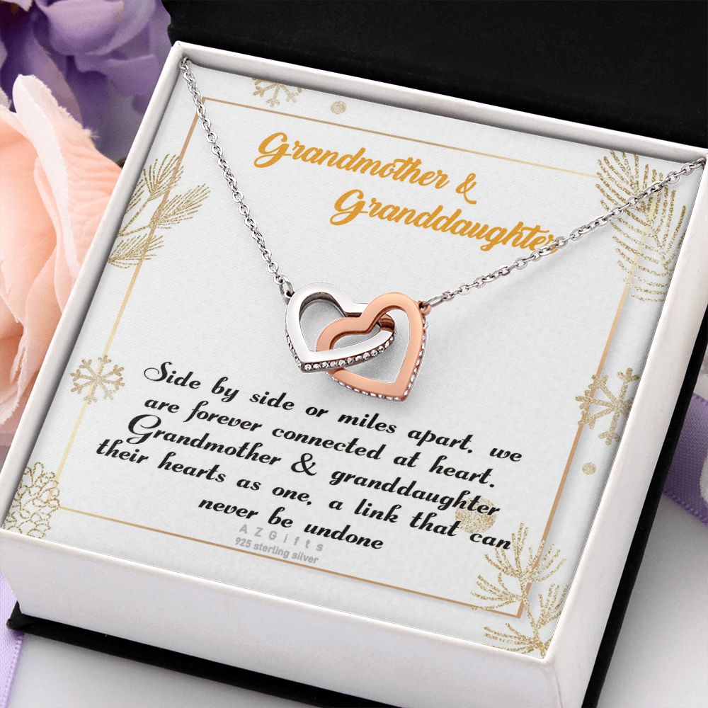 To My Grandma Necklace, Gift for Grandmother Necklace, Mothers Day Gift For Grandma Nana, Grandma Jewelry From Grandchildren GrandKids , Jewelry Box Gift For Grandma Grandmother14 Interlocking Hearts Necklace