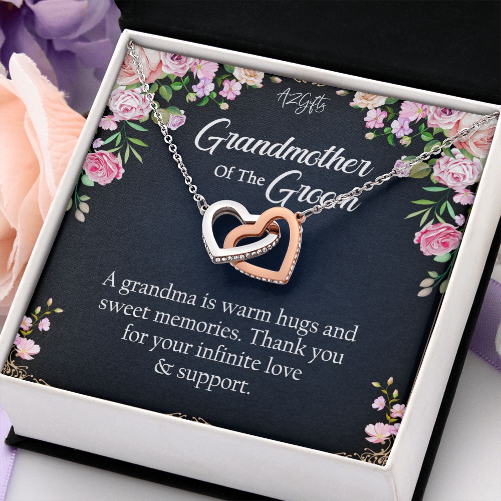 To My Grandmother Necklace, Gift for Grandmother Necklace, Mothers Day Gift For Grandma Nana, Grandma Jewelry From Grandchildren GrandKids , Jewelry Box Gift For Grandma Grandmother2 Interlocking Hearts Necklace