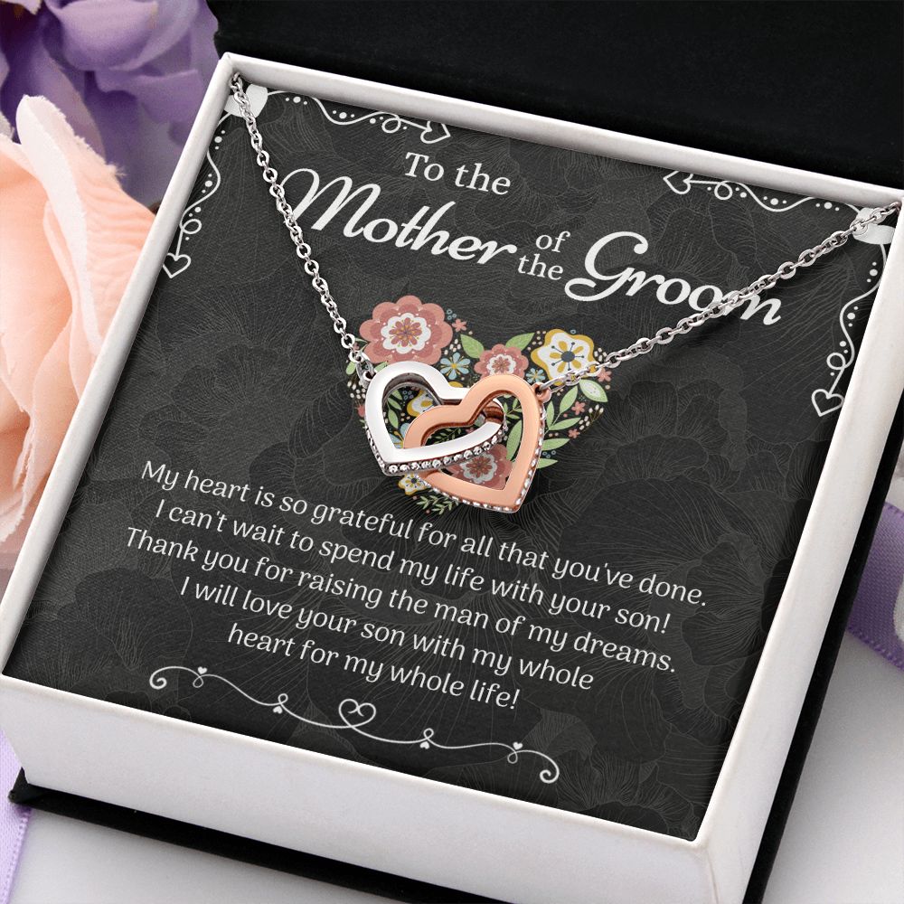 Mother of the Groom Sunflower Bracelet from Bride, Mother of the Groom Jewelry, Unique Mother Of The Groom Wedding Gift, Mom of Groom Gift Interlocking Hearts Necklace