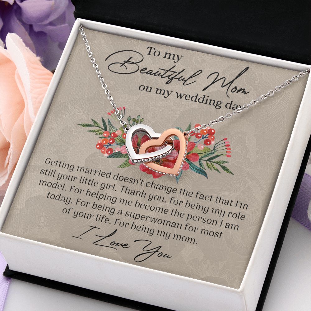 Mom Wedding Gift from Bride, Gift for Mom on Wedding Day, Mother of the Bride Necklace, Wedding Gift for Mom, Bride to Mom Gift Interlocking Hearts Necklace