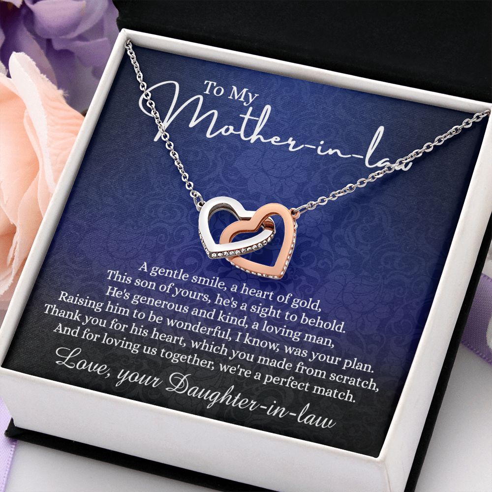 To My Mother in Law Necklace, Mother in Law Gift, Necklace for Mother in Law Jewelry Gift to My Mother-in-law on Wedding Day Mother's day gift for Mother in Law Birthday gift Interlocking Hearts Necklace