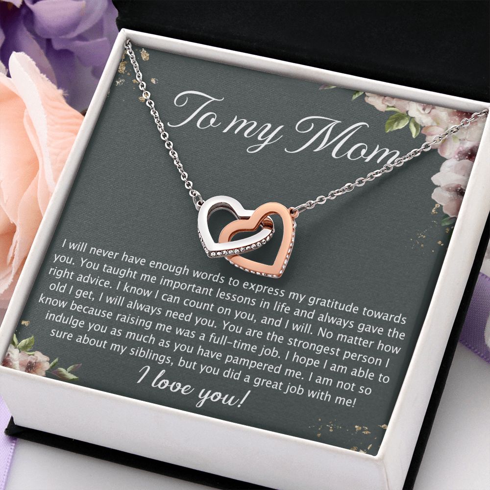 To My Mother Mom Best Friend In Law Bonus Step For Mother Day Birthday Wedding Engagement From Son Daughter Step In Law Necklace Gift Interlocking Hearts Necklace