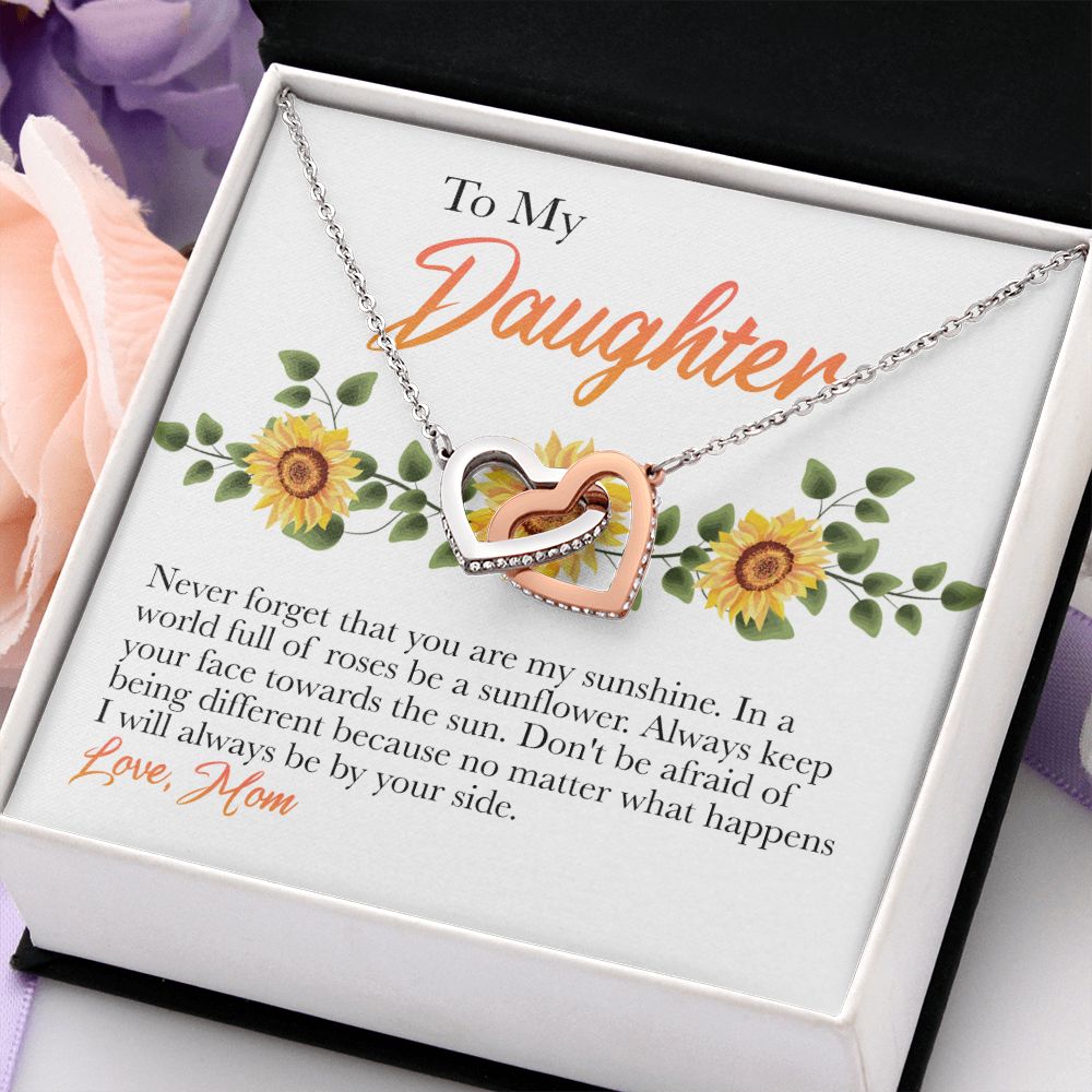 Jewelry Pendant Present for Daughter, To My Daughter Gift Necklace from Mom, Mother Daughter Gift Ideas, Birthday Christmas Gift Graduation Gifts for Daughters, Mother and Daughter Necklace 12 Interlocking Hearts Necklace