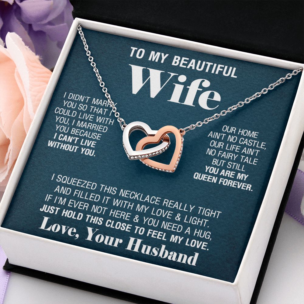 To My Beautiful Wife Necklace, Wedding Anniversary Jewelry For Women, Necklace For Wife from Husband, Gifts For Wife Birthday Gifts Necklace, Jewelry With Message Card In A Gift Box
