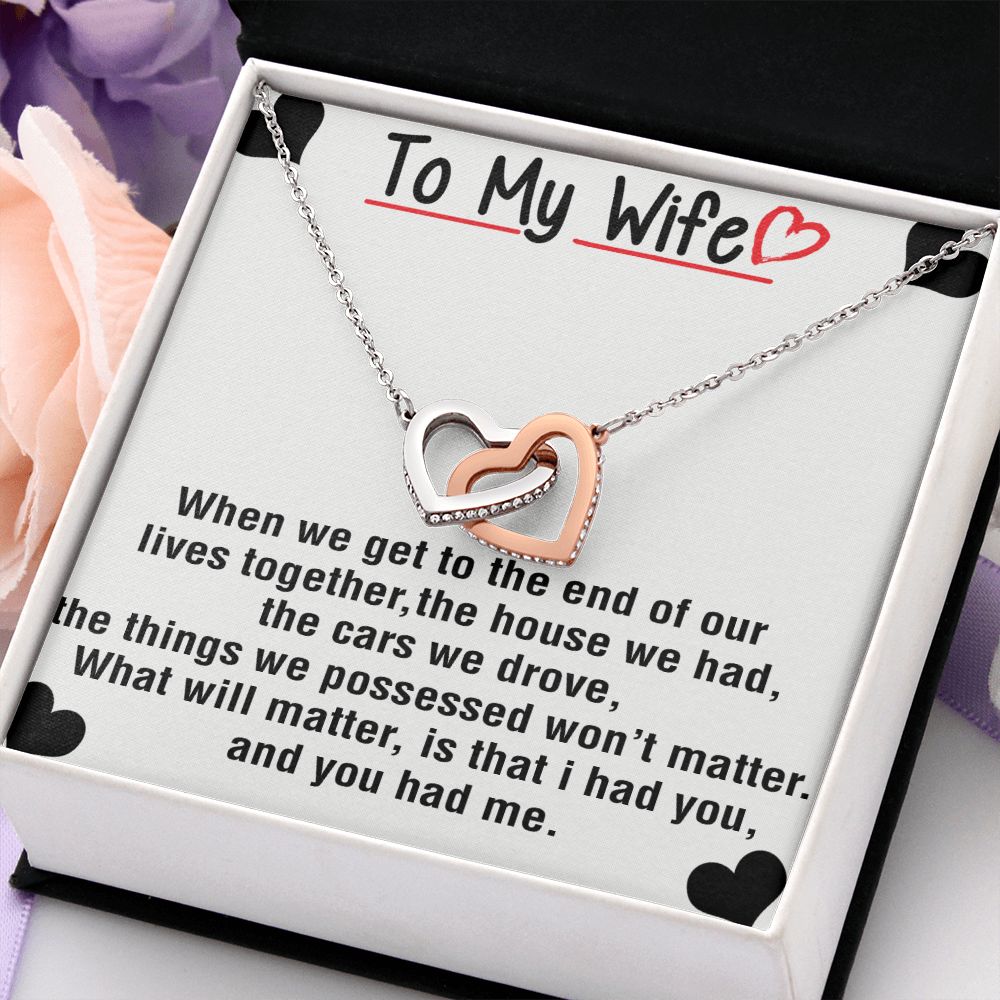 To My Wife Necklace from Husband, Personalized Necklace for Women, Luxury Necklace for Wife from Man Men, Wedding Anniversary Present For Wife, Beautiful Wife Jewelry Christmas Birthday Gift For Wife25 Interlocking Hearts Necklace