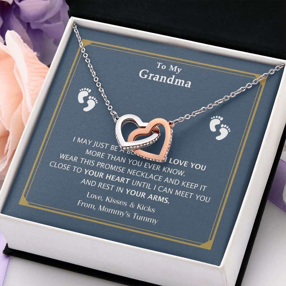 To My Grandma Necklace, Gift for Grandmother Necklace, Mothers Day Gift For Grandma Nana, Grandma Jewelry From Grandchildren GrandKids , Jewelry Box Gift For Grandma Grandmother17 Interlocking Hearts Necklace