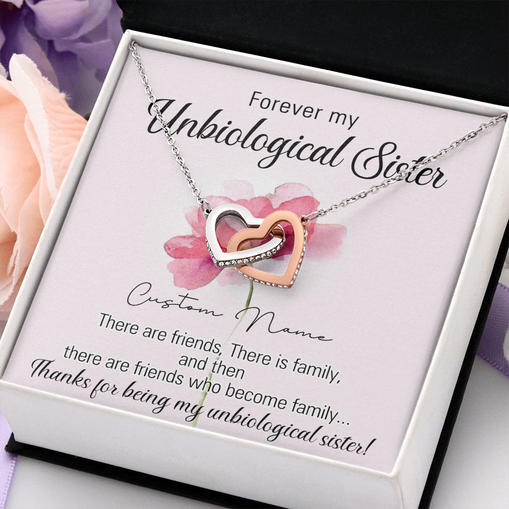 To My Unbiological Sister Necklace for Soul Sister Gift for Big Little Sorority Sister in Law Necklace for Sister Gift Tribe Jewelry Birthday Gift Idea for Best Friend 301 Interlocking Hearts Necklace