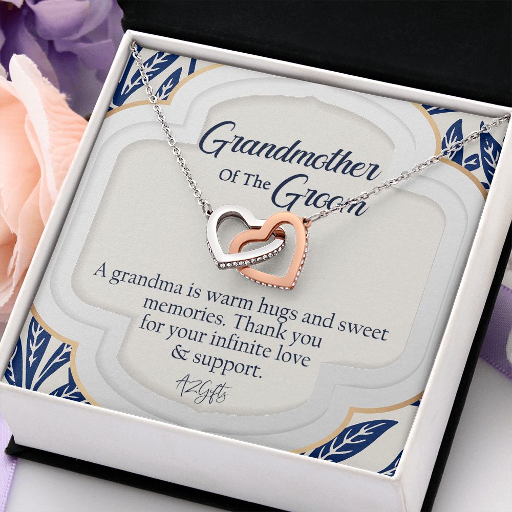 To My Grandmother Necklace, Gift for Grandmother Necklace, Mothers Day Gift For Grandma Nana, Grandma Jewelry From Grandchildren GrandKids , Jewelry Box Gift For Grandma Grandmother3 Interlocking Hearts Necklace