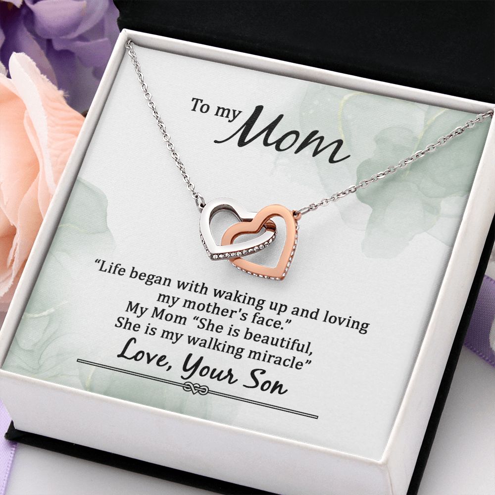 Mom Necklace Gifts for Mom from Daughter to Mom Gifts for Mothers Day from Daughter, To My Mom Necklace from Daughter to Mom Birthday Gifts Necklace with Message Card and Gift Box20 Interlocking Hearts Necklace