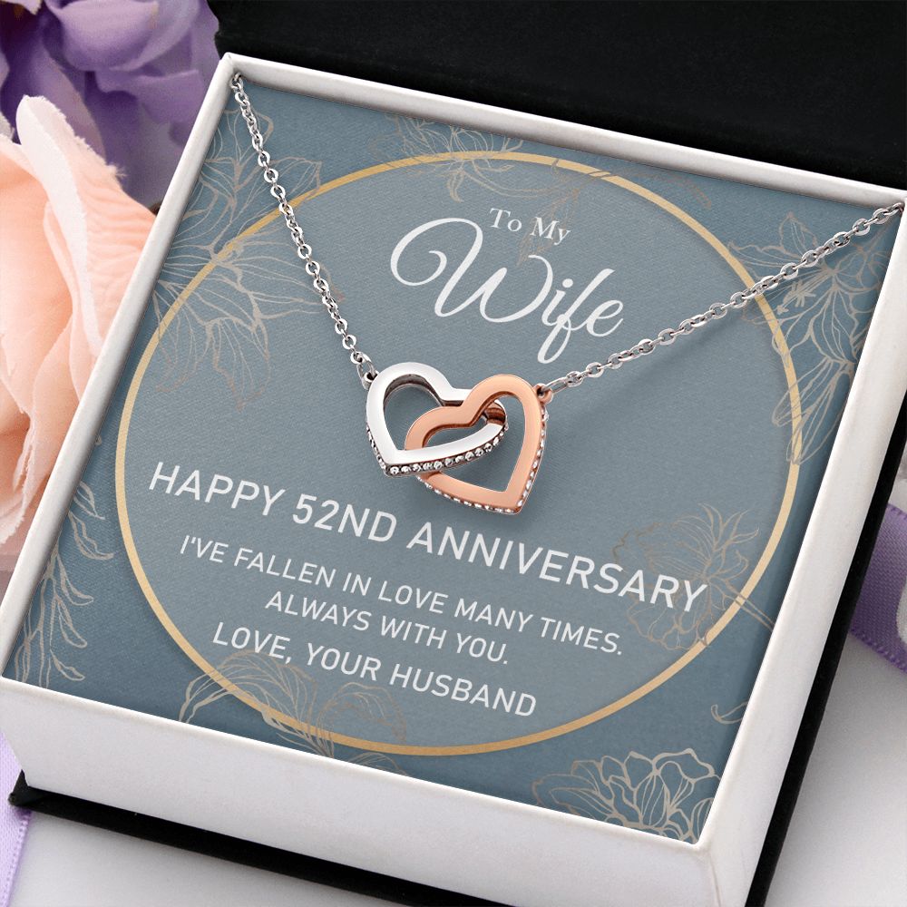 To My Wife Necklace from Husband, Personalized Necklace for Women, Luxury Necklace for Wife from Man Men, Wedding Anniversary Present For Wife, Beautiful Wife Jewelry Christmas Birthday Gifts For Wife5 Interlocking Hearts Necklace