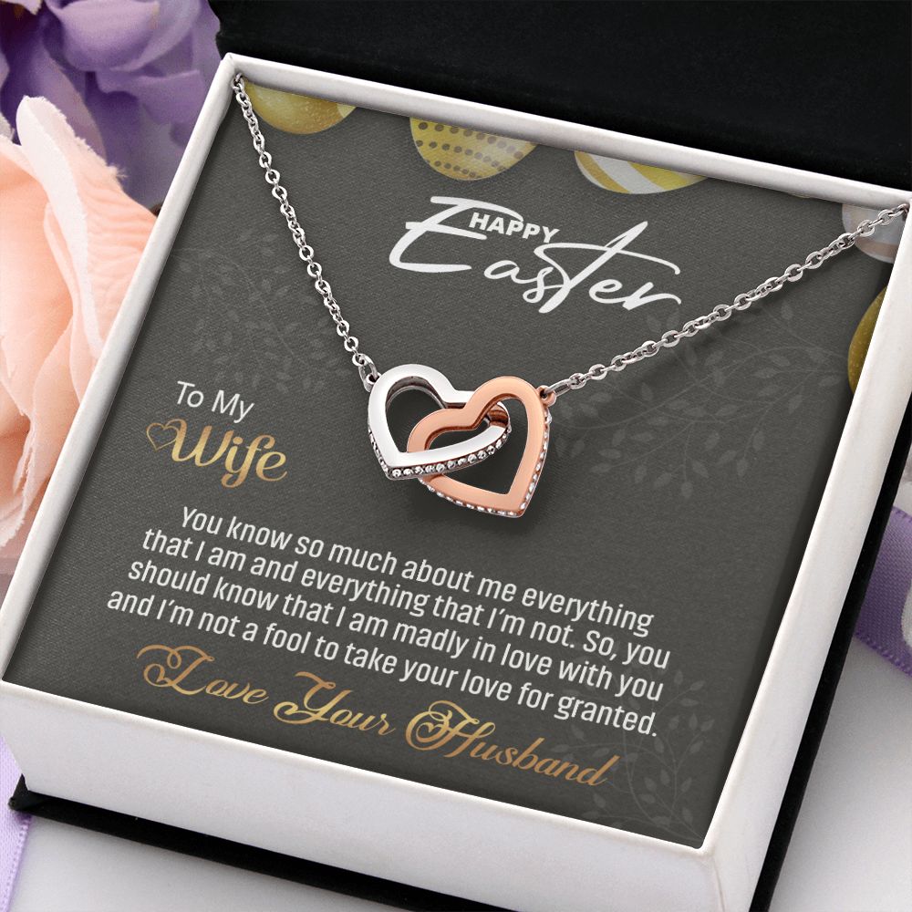 To my Wife Love Knot Necklace, Easter Gift for Wife Necklace, Easter Necklace Interlocking Hearts Necklace
