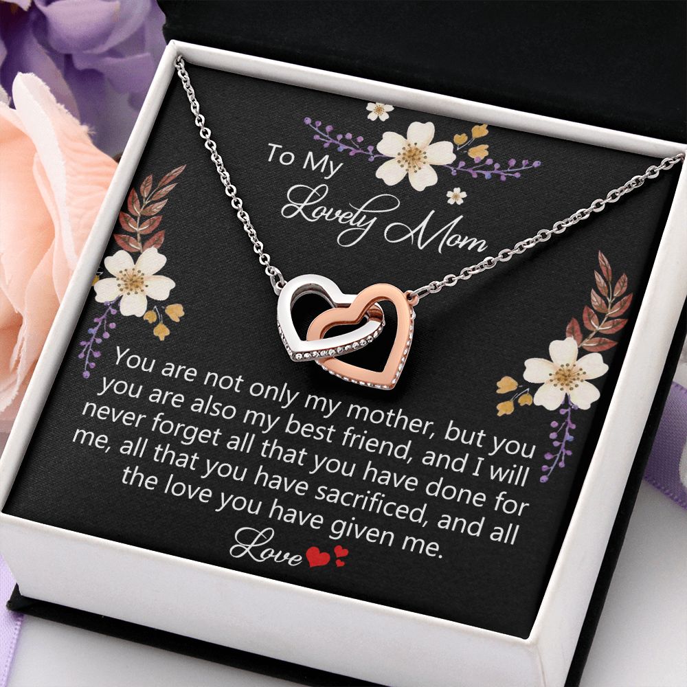 To My Mom Necklace, Gift For Mom, Mother's Day Gift from Daughter, Mom Jewelry Gift for Mothers Day, Birthday Gift for Mother, Moms Gift from Daughter Son, Necklace for Mom Mother15 Interlocking Hearts Necklace