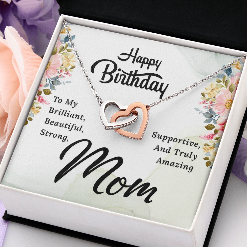Mom Necklace Gifts for Mom from Daughter to Mom Gifts for Mothers Day from Daughter, To My Mom Necklace from Daughter to Mom Birthday Gifts Necklace with Message Card and Gift Box2229 Interlocking Hearts Necklace