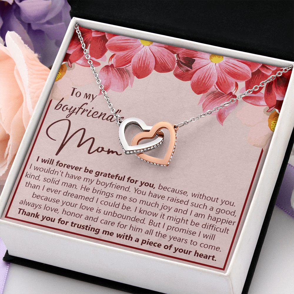 To My Boyfriend's Mom Necklace Jewelry Gift, Mother's Day Gift, Birthday Gift For Boyfriend's Mom, Boyfriend's Mom Meaningful Gift Interlocking Hearts Necklace