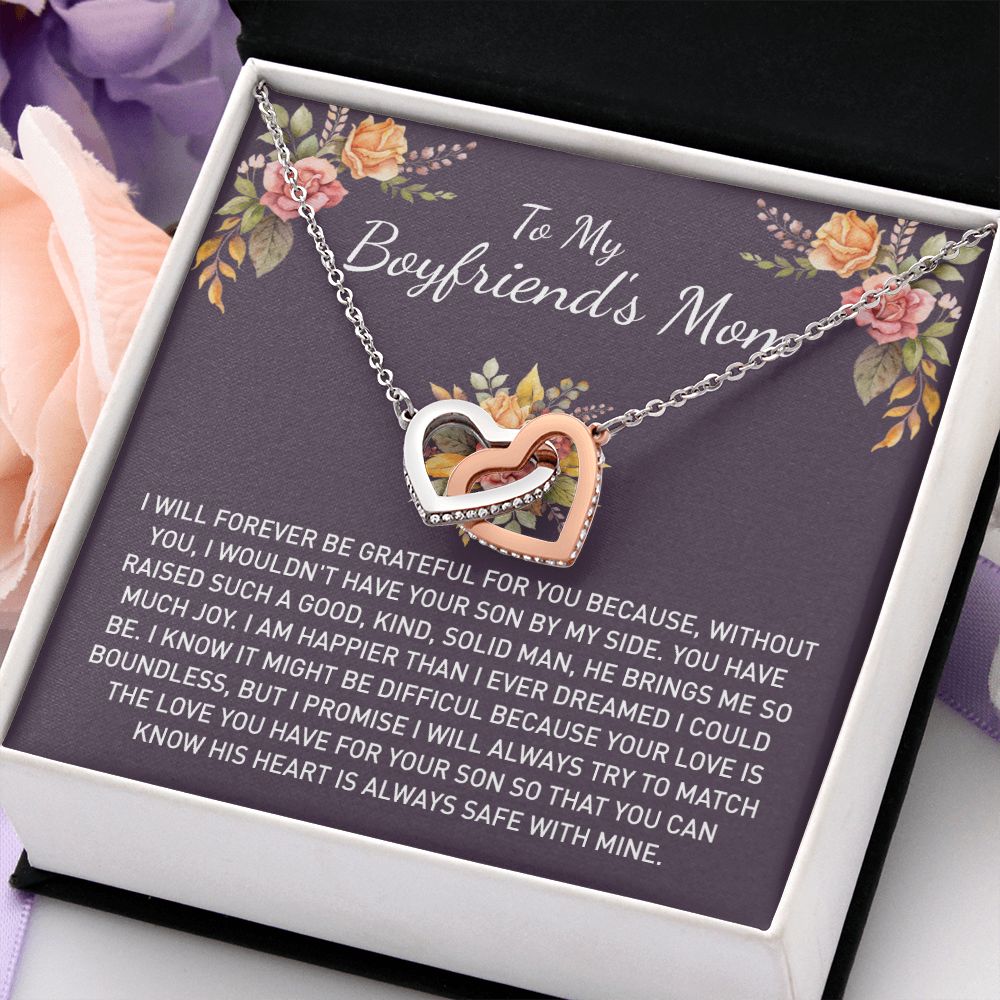 To My Boyfriends Mom Gift Necklace for Boyfriends Mom Gift Mother in Law Jewelry Gift Birthday Gift For Boyfriend's Mom Gift for Boyfriends Mom Gift for Boyfriend's Mom From Girlfriend Interlocking Hearts Necklace
