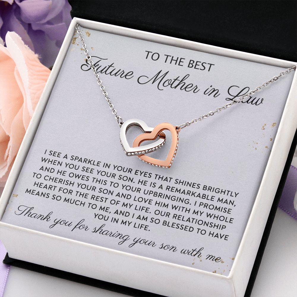 Gift to MIL Mother of the Groom Gift From Bride Wedding Gift Pendants from Bride Gifts for Mom Mother of the Bride Necklace Unique Groom Mom Interlocking Hearts Necklace