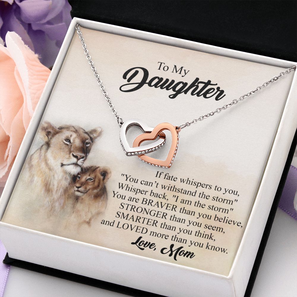 Mother Daughter Gift Ideas, To My Daughter Gift Necklace from Mom, Jewelry Pendant Present for Daughter, Birthday Christmas Gift Graduation Gifts for Daughters, Mother and Daughter Necklace 24 Interlocking Hearts Necklace