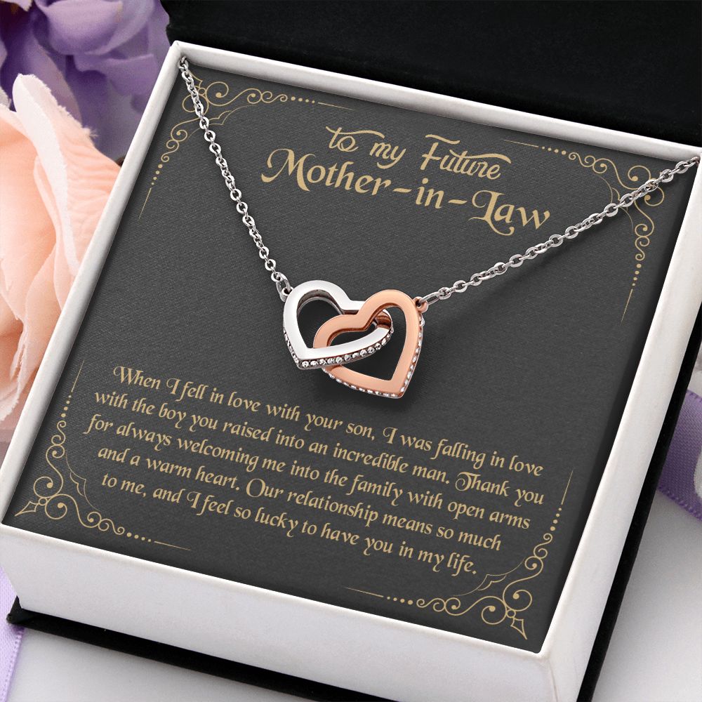 Mother in Law Necklace, Jewelry for Women, Future Mother in Law Gifts from Daughter in Law, Mother of Bride Gifts For Mother in Law, Birthday Gifts For Mother In Law From Daughter In Law10 Interlocking Hearts Necklace