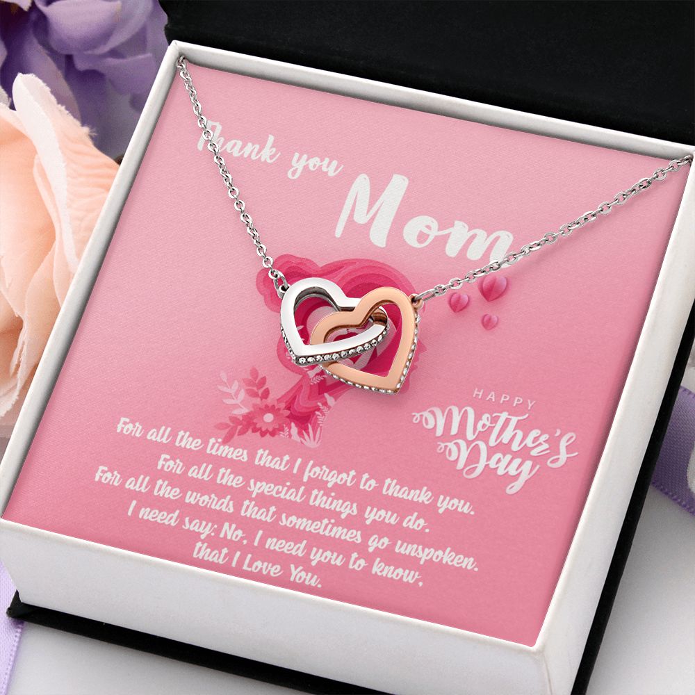 Mom Necklace Gifts for Mom from Daughter to Mom Gifts for Mothers Day from Daughter, To My Mom Necklace from Daughter to Mom Birthday Gifts Necklace with Message Card and Gift Box5 Interlocking Hearts Necklace