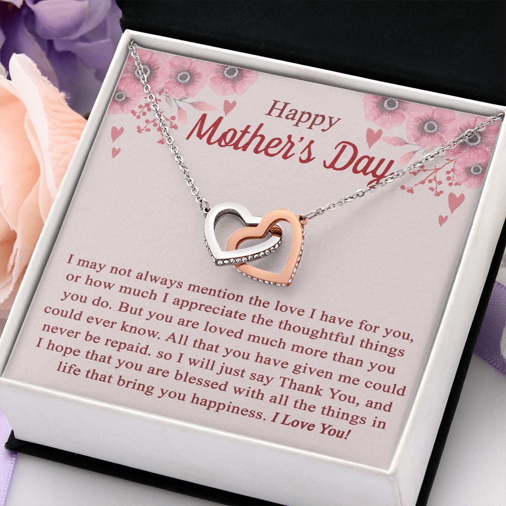 vTo My Mom Angel Mother Necklace Pendant Gift From Daughter Or Son With Message Card Gift For Mom Interlocking Hearts Necklace