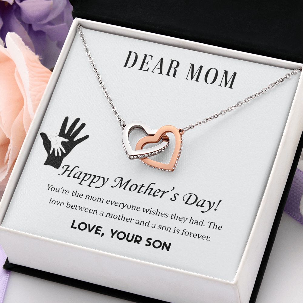 2Mom Necklace Gifts for Mom from Daughter to Mom Gifts for Mothers Day from Daughter, To My Mom Necklace from Daughter to Mom Birthday Gifts Necklace with Message Card and Gift Box2228 Interlocking Hearts Necklace