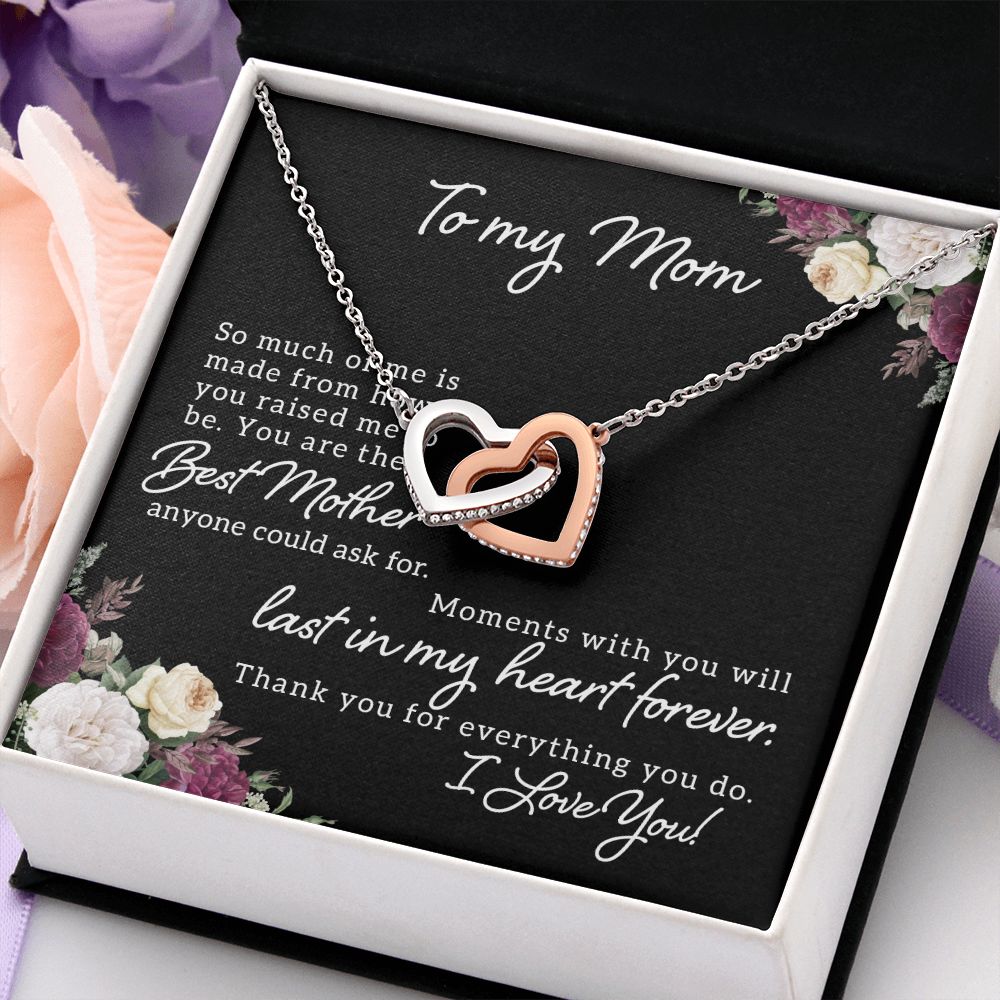 Mom Necklace Gifts for Mom from Daughter to Mom Gifts for Mothers Day from Daughter, To My Mom Necklace from Daughter to Mom Birthday Gifts Necklace with Message Card and Gift Box18 Interlocking Hearts Necklace