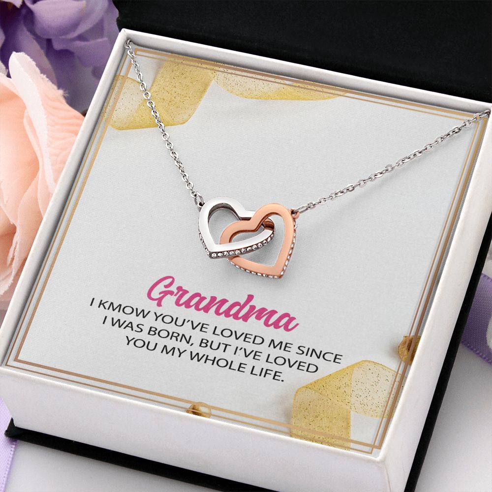 To My Grandma Necklace, Gift for Grandmother Necklace, Mothers Day Gift For Grandma Nana, Grandma Jewelry From Grandchildren GrandKids , Jewelry Box Gift For Grandma Grandmother12 Interlocking Hearts Necklace
