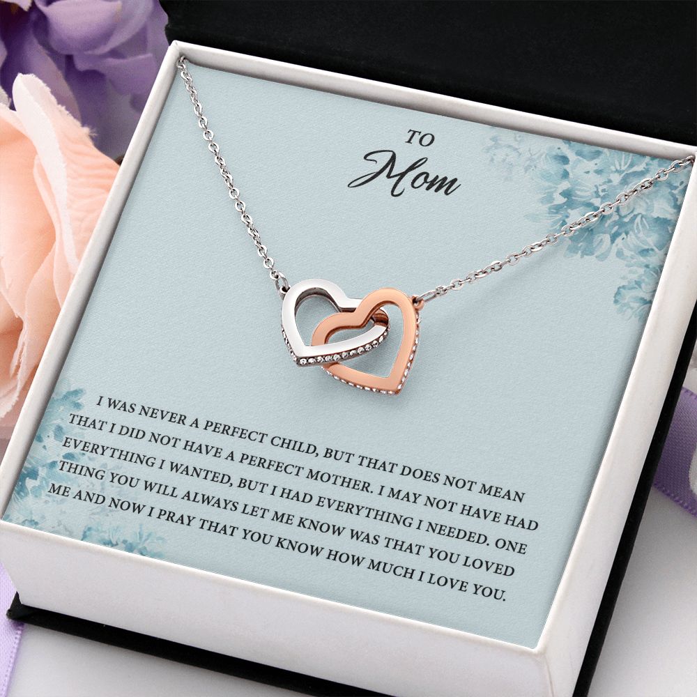 Mom Necklace Gifts for Mom from Daughter to Mom Gifts for Mothers Day from Daughter, To My Mom Necklace from Daughter to Mom Birthday Gifts Necklace with Message Card and Gift Box2227 Interlocking Hearts Necklace
