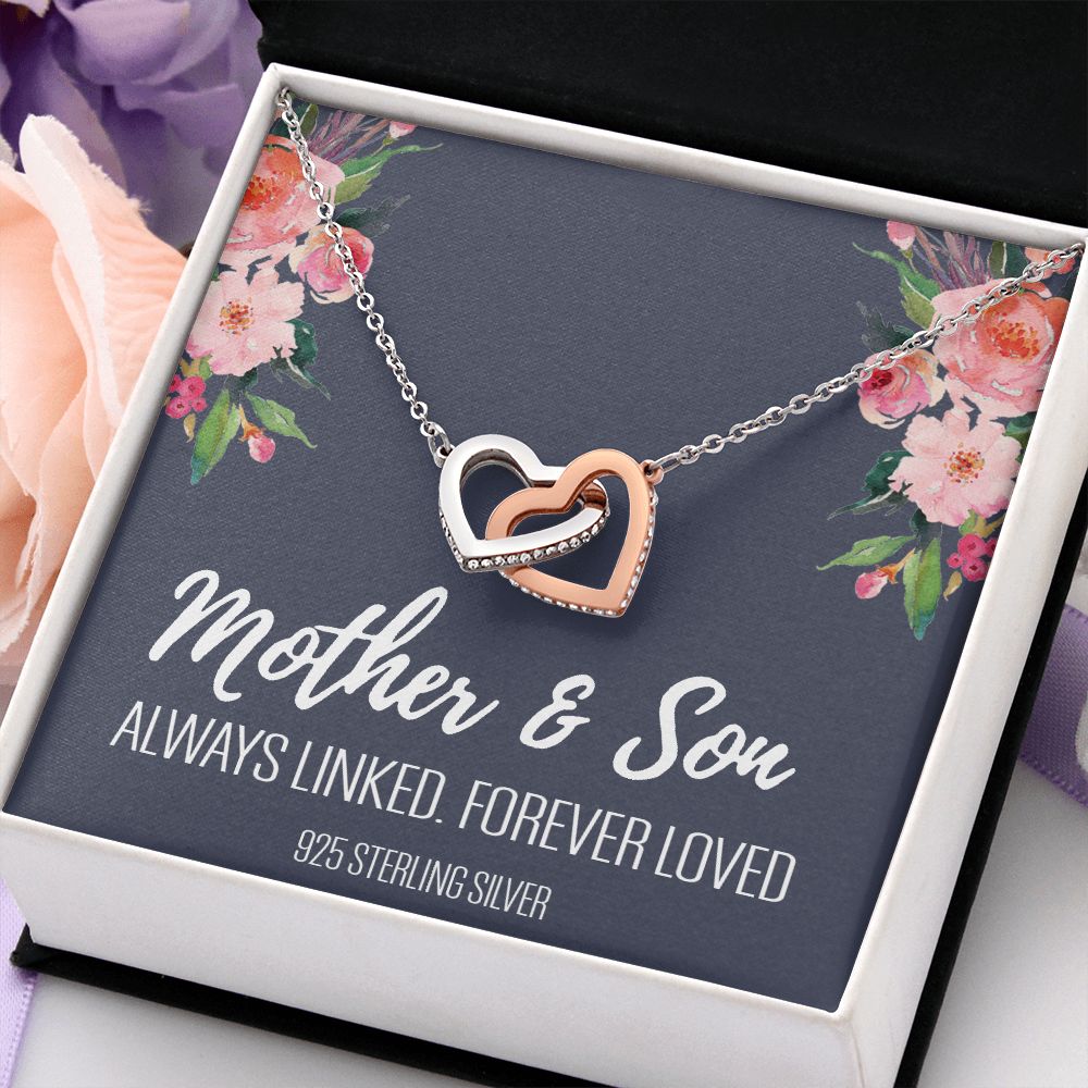 Gift For Mom From Son, Mother Son Gifts, Happy Mother's Day Necklace, Mom Gift Interlocking Hearts Necklace