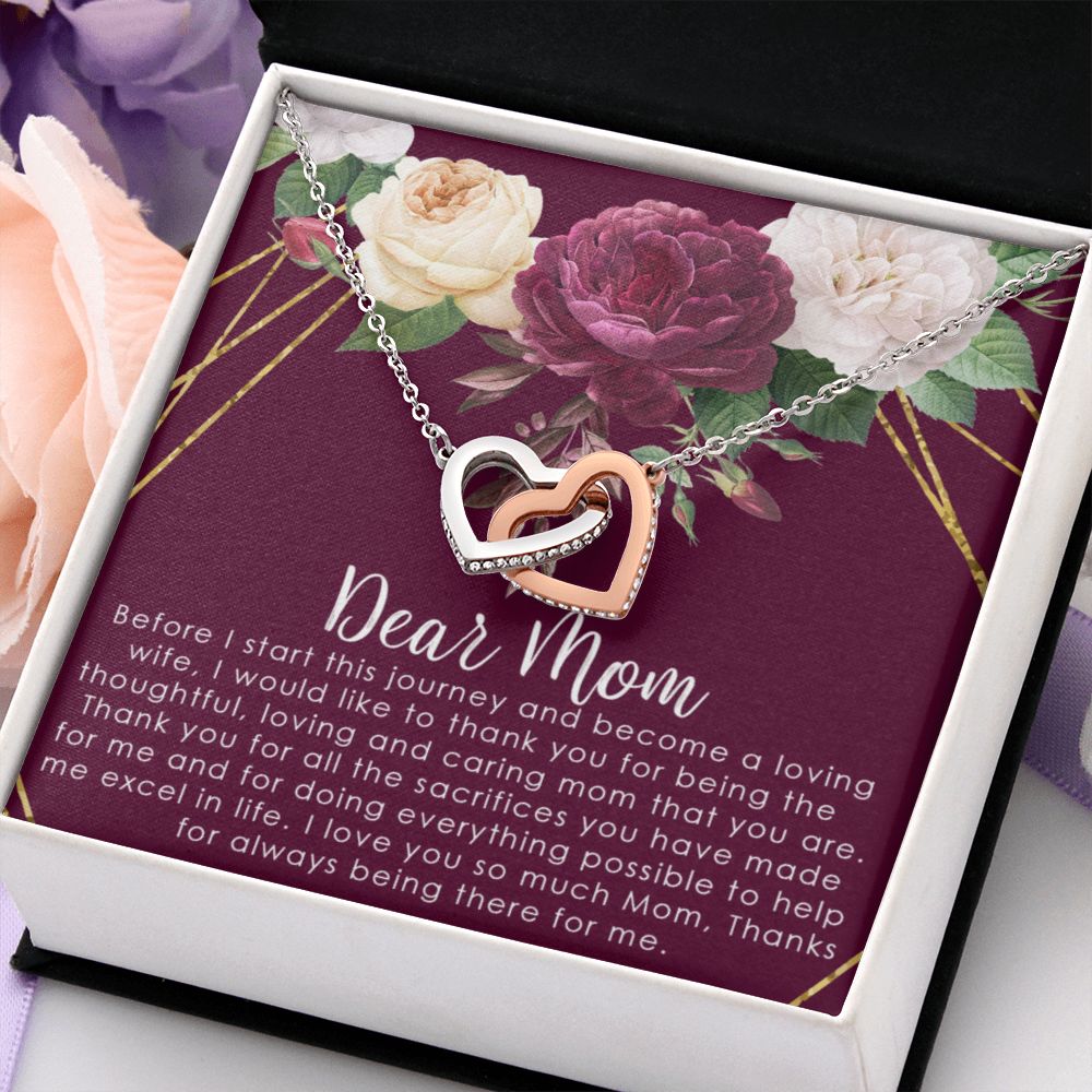 To My Mom Necklace, Gift For Mom, Mother's Day Gift from Daughter, Mom Jewelry Gift for Mothers Day, Birthday Gift for Mother, Moms Gift from Daughter Son, Necklace for Mom Mother2 Interlocking Hearts Necklace