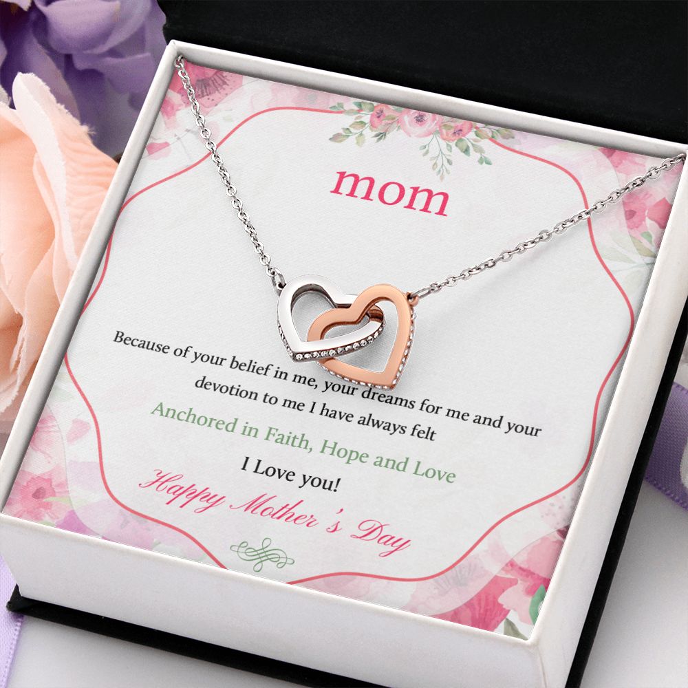 Mom Necklace Gifts for Mom from Daughter to Mom Gifts for Mothers Day from Daughter, To My Mom Necklace from Daughter to Mom Birthday Gifts Necklace with Message Card and Gift Box12 Interlocking Hearts Necklace
