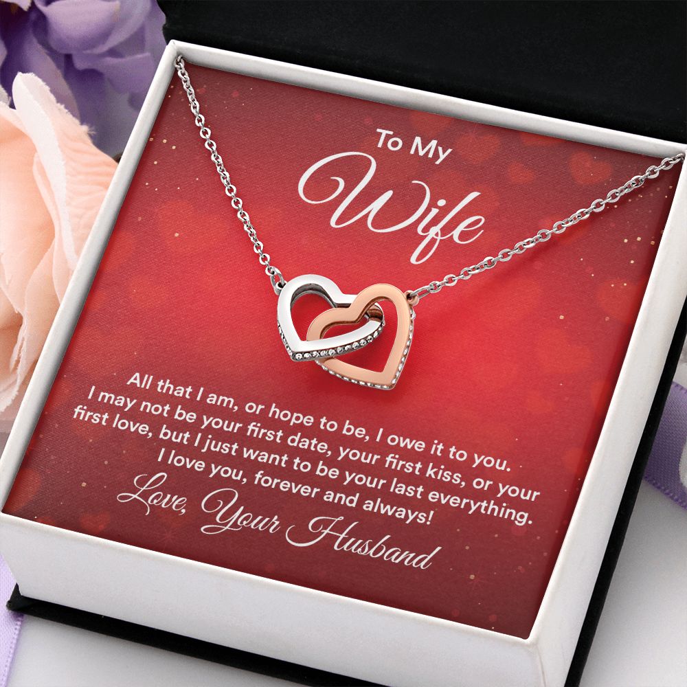 Birthday Gifts For Wife, Necklace Gifts For Wife From Husband, To My Wife Jewelry For Women , To My Wife Necklace  from Husband Wedding Anniversary Present For Wife, Beautiful Wife Jewelry Christmas30 Interlocking Hearts Necklace