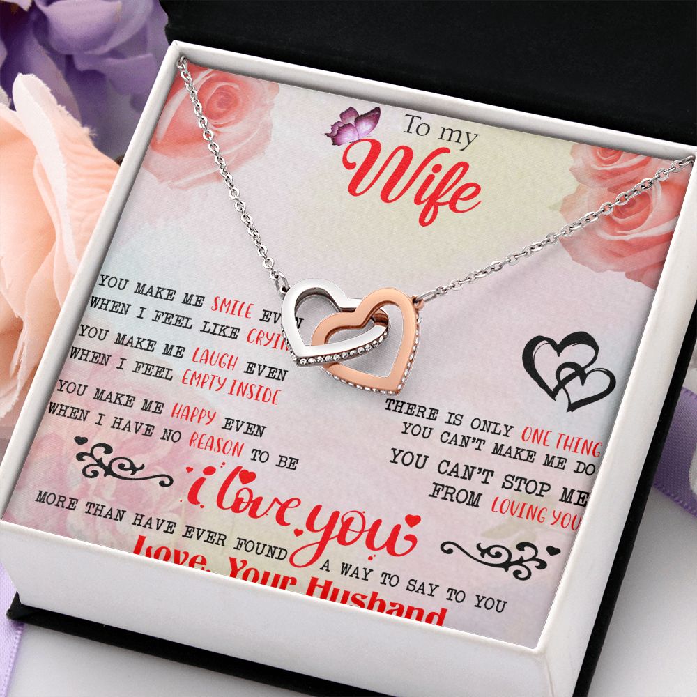 To My Wife Necklace, Wedding Anniversary Jewelry For Women, Necklace For Wife from Husband, Gift For Wife Birthday Gifts From Husband Necklace, Jewelry With Message Card In A Gift Box3 Interlocking Hearts Necklace