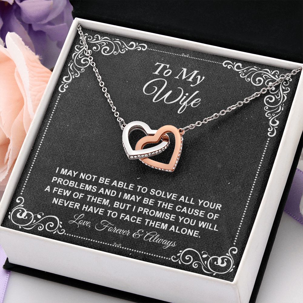 To My Wife Necklace, Gift For Wife From Husband, Anniversary Gift, Valentine's Interlocking Hearts Necklace