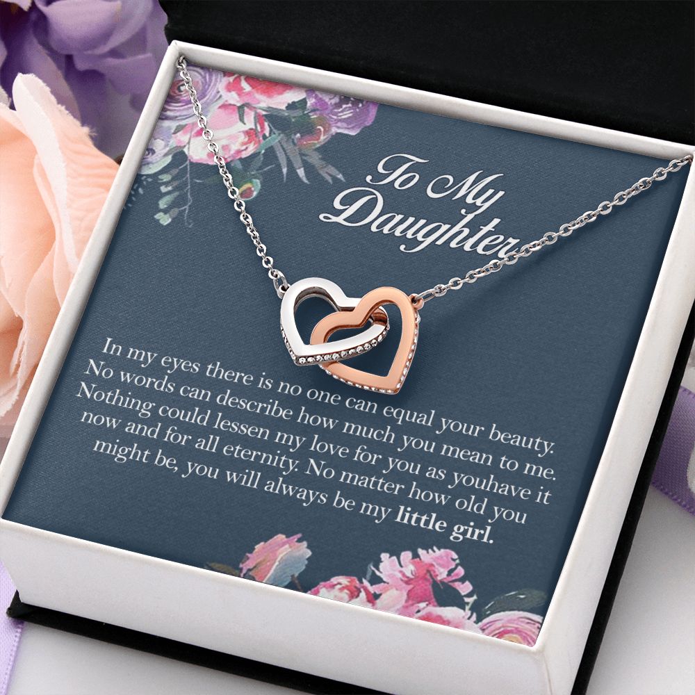 Mother Daughter Gift Ideas, To My Daughter Gift Necklace from Mom, Jewelry Pendant Present for Daughter, Birthday Christmas Gift Graduation Gifts for Daughters, Mother and Daughter Necklace 2139 Interlocking Hearts Necklace