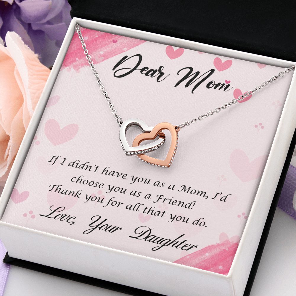 To My Mom Necklace, Gift For Mom, Mother's Day Gift from Daughter, Mom Jewelry Gift for Mothers Day, Birthday Gift for Mother, Moms Gift from Daughter Son, Necklace for Mom Mother 10 Interlocking Hearts Necklace