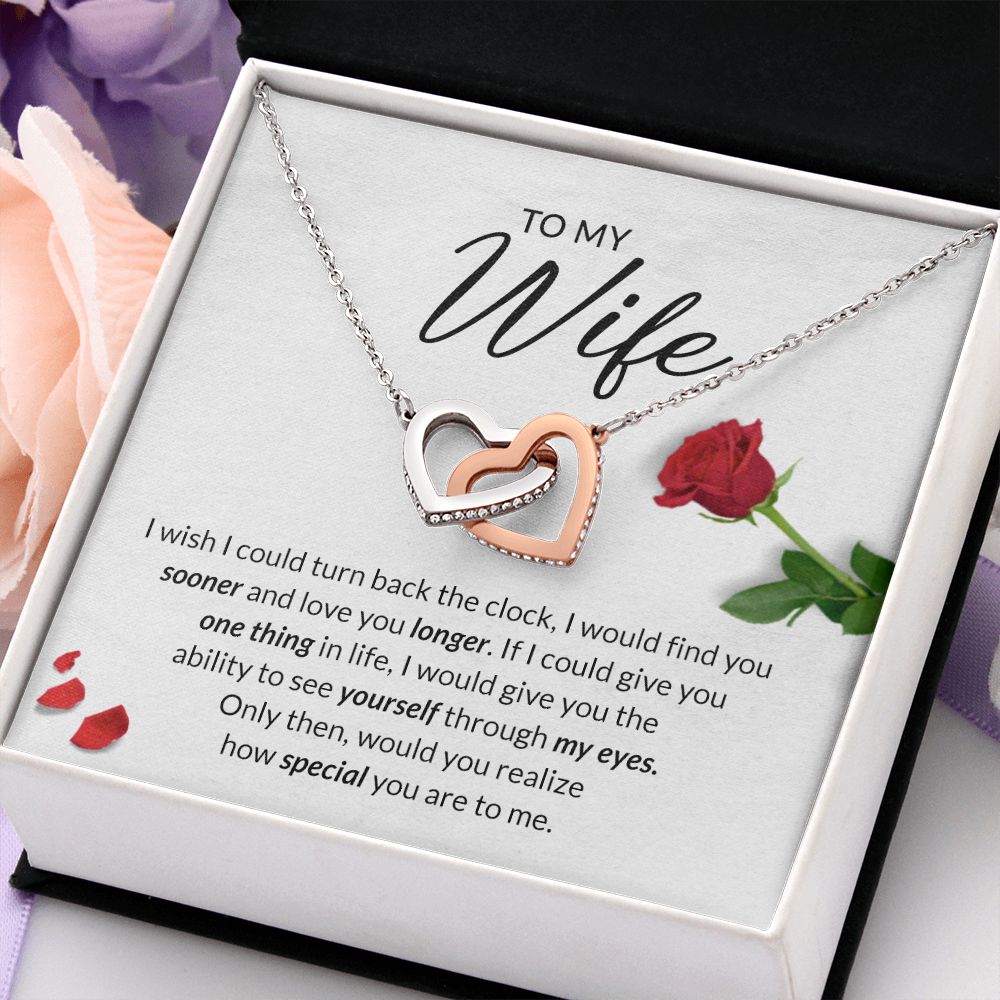 Birthday Gifts For Wife, Necklace Gifts For Wife From Husband, To My Wife Jewelry For Women , To My Wife Necklace  from Husband Wedding Anniversary Present For Wife, Beautiful Wife Jewelry Christmas22 Interlocking Hearts Necklace