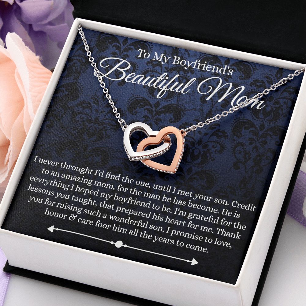 To My Boyfriend's Mom Mother's Day Necklace, Mother-in-law Necklace, Necklace Gift For Boyfriend’s Mom, To My Boyfriends Mom Gift, Future Mother-in-law Necklace for Boyfriend's Mom Interlocking Hearts Necklace