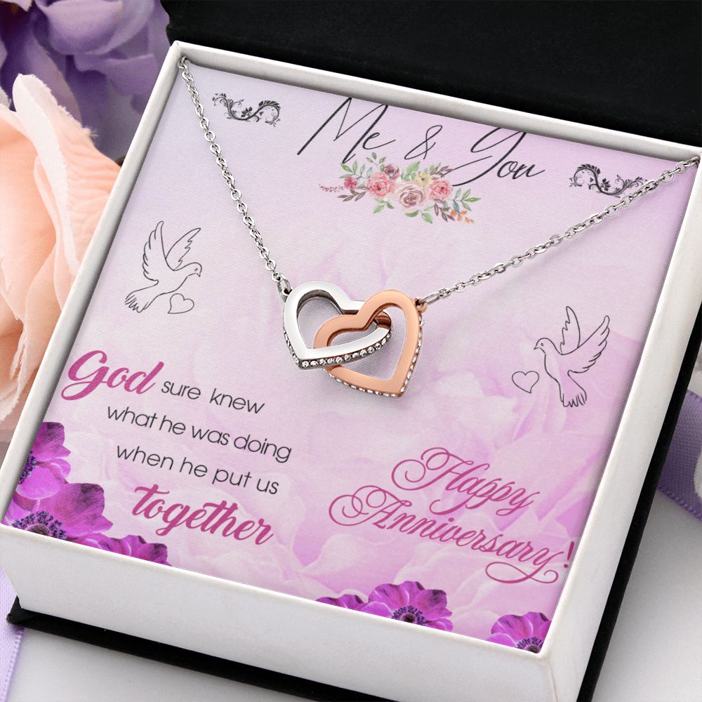 To My Wife Necklace, Wedding Anniversary Jewelry For Women, Necklace For Wife from Husband, Gift For Wife Birthday Gifts From Husband Necklace, Jewelry With Message Card In A Gift Box8 Interlocking Hearts Necklace
