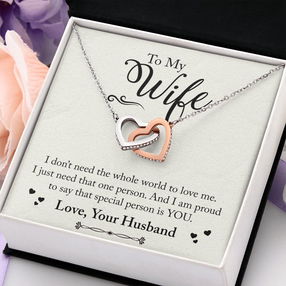To My Wife Necklace from Husband, Personalized Necklace for Women, Luxury Necklace for Wife from Man Men, Wedding Anniversary Present For Wife, Beautiful Wife Jewelry Christmas Birthday Gift For Wife24 Interlocking Hearts Necklace