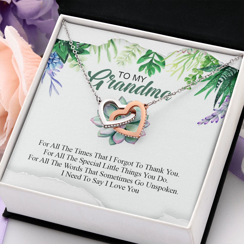To My Grandma Necklace, Gift for Grandmother Necklace, Mothers Day Gift For Grandma Nana, Grandma Jewelry From Grandchildren GrandKids , Jewelry Box Gift For Grandma Grandmother19 Interlocking Hearts Necklace
