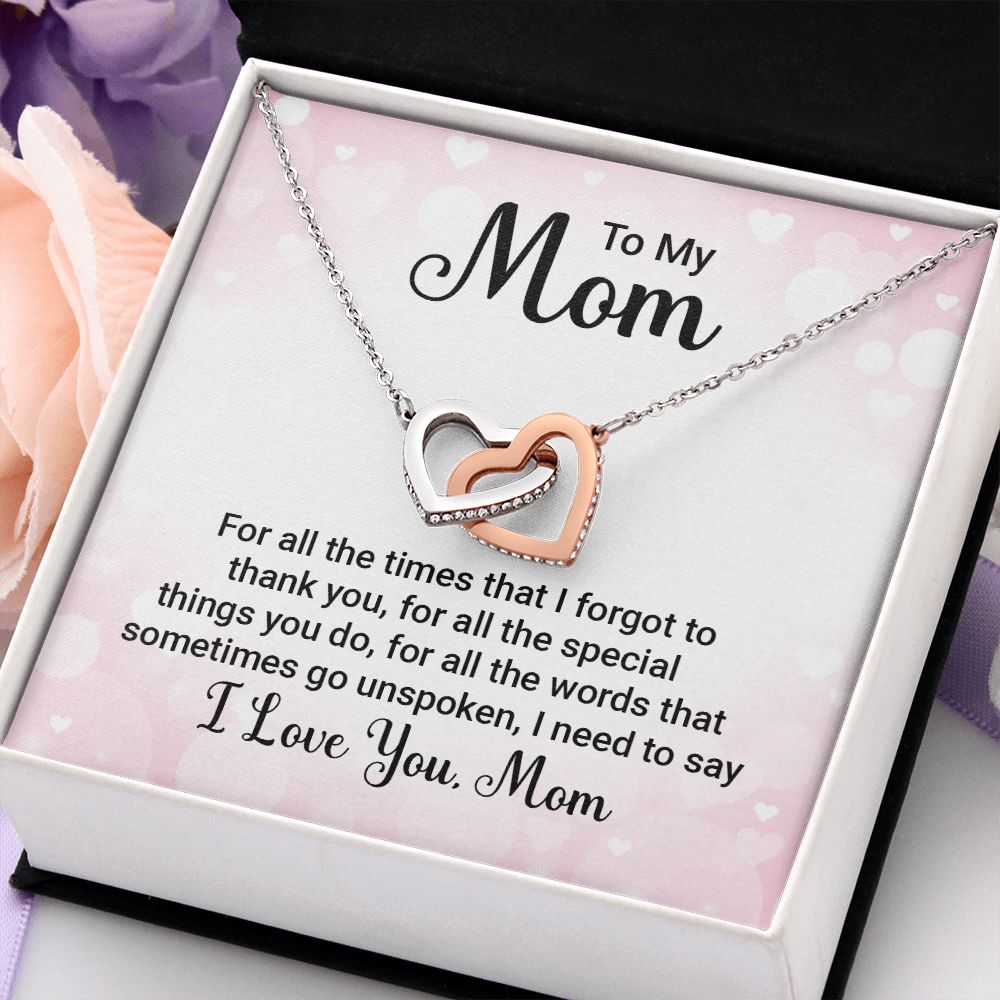 To My Mom Necklace, Gift For Mom, Mother's Day Gift from Daughter, Mom Jewelry Gift for Mothers Day, Birthday Gift for Mother, Moms Gift from Daughter Son, Necklace for Mom Mother 23 Interlocking Hearts Necklace