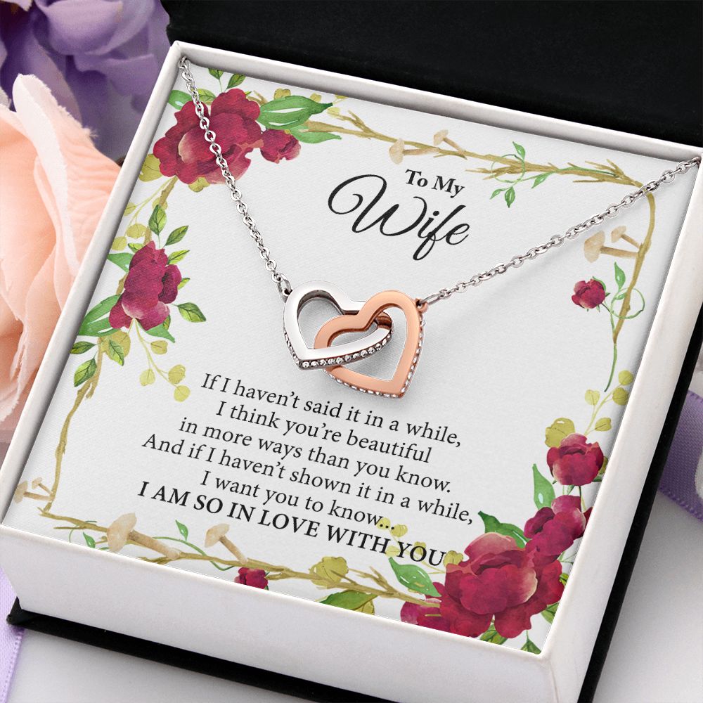 Birthday Gifts For Wife, Necklace Gifts For Wife From Husband, To My Wife Jewelry For Women , To My Wife Necklace  from Husband Wedding Anniversary Present For Wife, Beautiful Wife Jewelry Christmas19 Interlocking Hearts Necklace